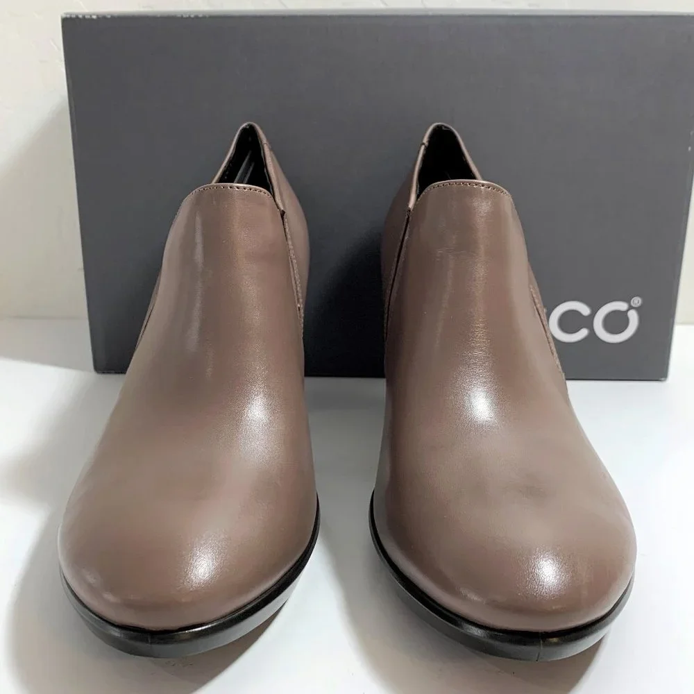 Ecco Shape 55 Plateau Stack Boots Leather Heels Booties Brown Size 40 US 9 - 9.5